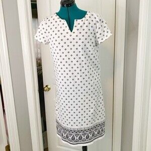 Talbot Bohemian V Neck Short Sleeve Shift Casual Summer Comfy Dress